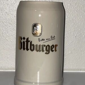 Bitburger 1L Beer Stein German Octoberfest Ceramic Mug Made in Germany